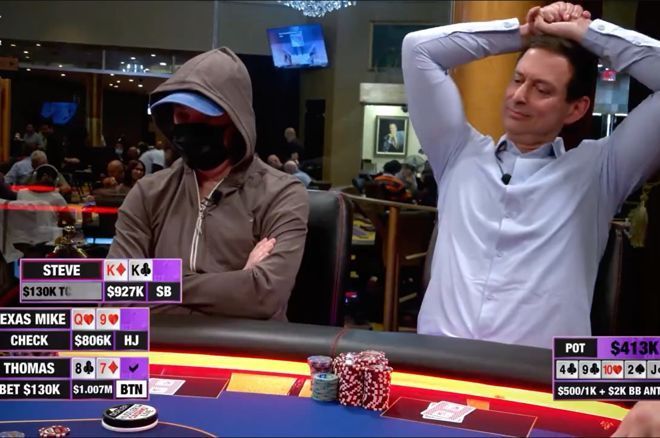 Tom Goldstein (left) in the 2024 Hustler Casino Live Million Dollar Game