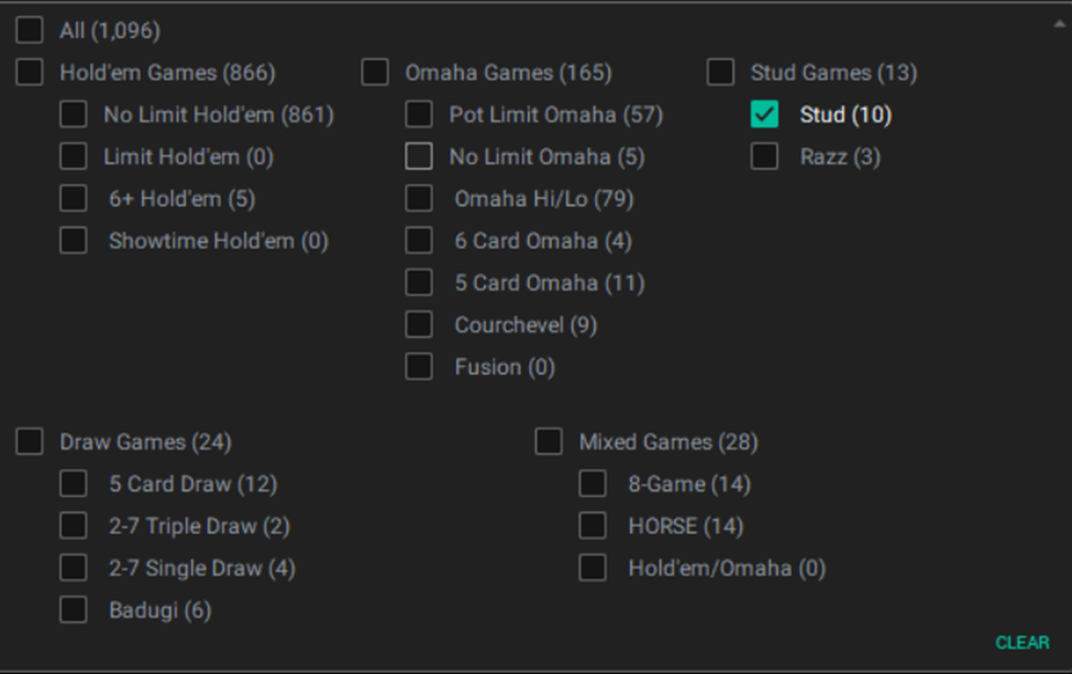 7-Card Stud Filter at PokerStars